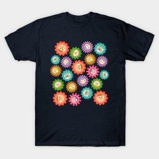 KIDS TEAMWORK for Children with Happy Positive Faces in Mechanical Science Gears - UnBlink Studio by Jackie Tahara T-Shirt